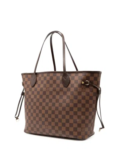 Pre-owned Louis Vuitton 2020 Damier Ebene Neverfull Mm Tote Bag In Brown