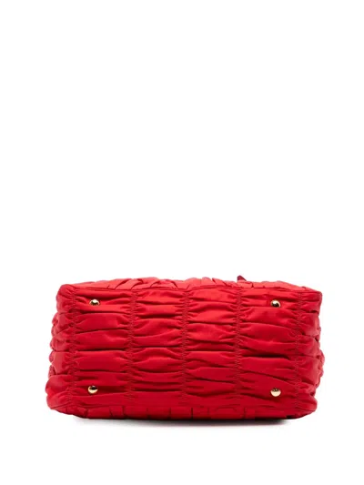 Pre-owned Prada 2000-2025 Tessuto Gaufre Satchel In Red