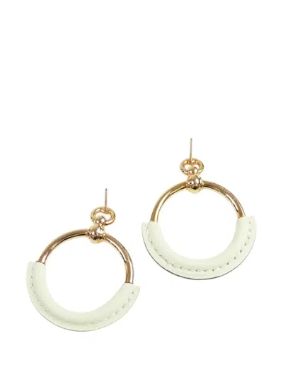 Pre-owned Hermes 2000-2025 Rose Gold Plated And Leather Loop Earrings Costume Earrings In Pink