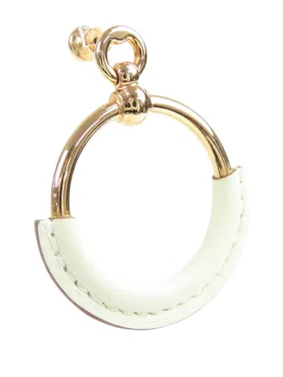 Pre-owned Hermes 2000-2025 Rose Gold Plated And Leather Loop Earrings Costume Earrings In Pink