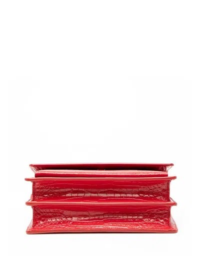Pre-owned Saint Laurent 2017 Medium Croc Embossed Monogram Sunset Bag Crossbody Bag In Red