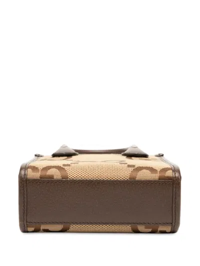 Pre-owned Gucci 2016-2025 Mini Jumbo Gg Canvas Web Satchel In Brown