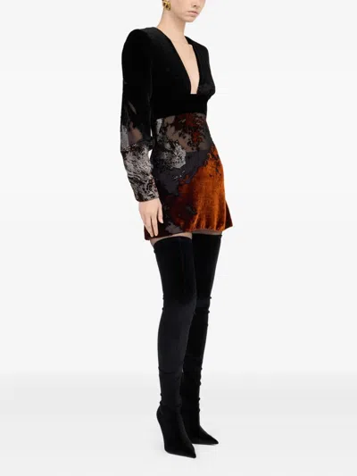 Roberto Cavalli Long-sleeve Print Mini Dress In Multi