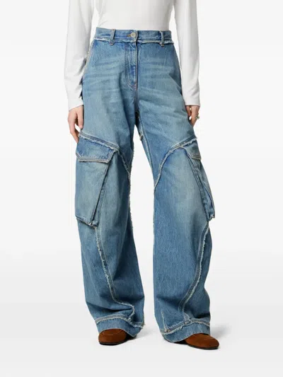 Versace Cargo Cotton Jeans In Blue