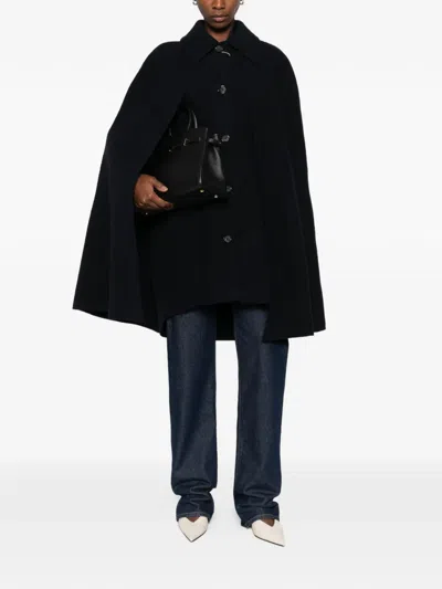 Totême Buttoned Cape Coat In Blue
