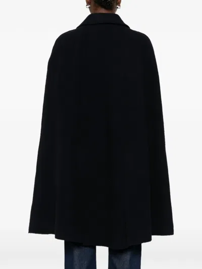 Totême Buttoned Cape Coat In Blue