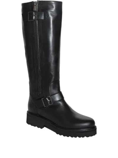 Chuckies Buckle Zip Boots In Black