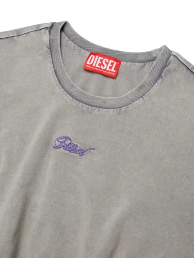 Diesel Tfenerdi Embroidered-detail T-shirt In Gray