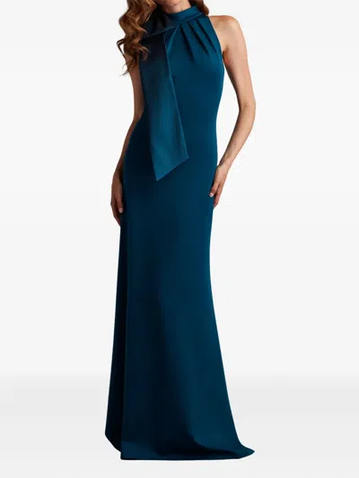 Tadashi Shoji Bow-detail Halter-neck Maxi Dress In Blue