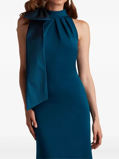 Tadashi Shoji Bow-detail Halter-neck Maxi Dress In Blue