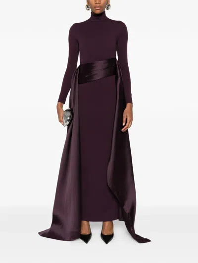 Solace London Olivia Belted Maxi Dress In Burgundy