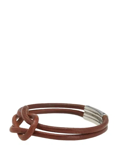 Pre-owned Hermes 2000-2020 Leather Atame Knot Bracelet Costume Bracelet In Brown
