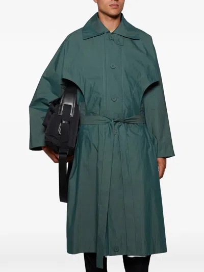 Issey Miyake Cavity Button Belted Coat In Multi