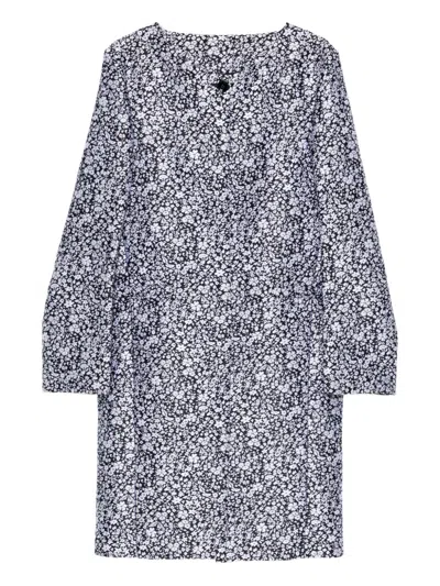 Totême Collarless Floral Coat In Black