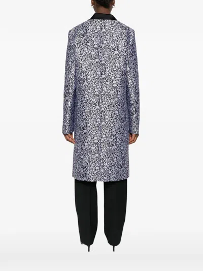 Totême Collarless Floral Coat In Black