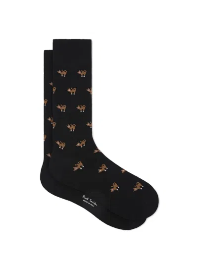 Paul Smith Cat-pattern Socks In Black