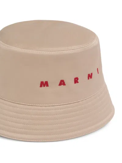 Marni Embroidered-logo Bucket Hat In Neutral