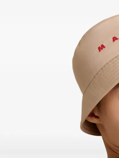 Marni Embroidered-logo Bucket Hat In Neutral