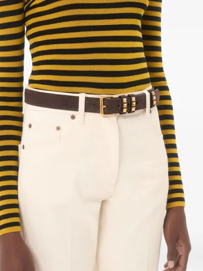 Valentino Rockstud-embellished Suede Belt In Brown