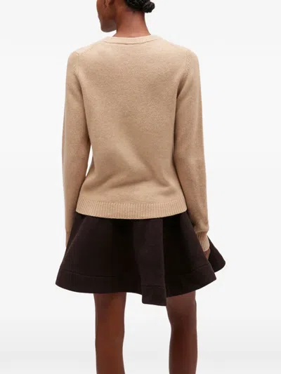 Ganni Patterned-jacquard Sweater In Brown