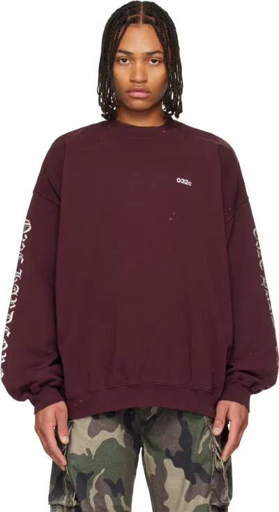 032c Burgundy Hardcore Since 2001 Oversized Sweatshirt In Burgundy