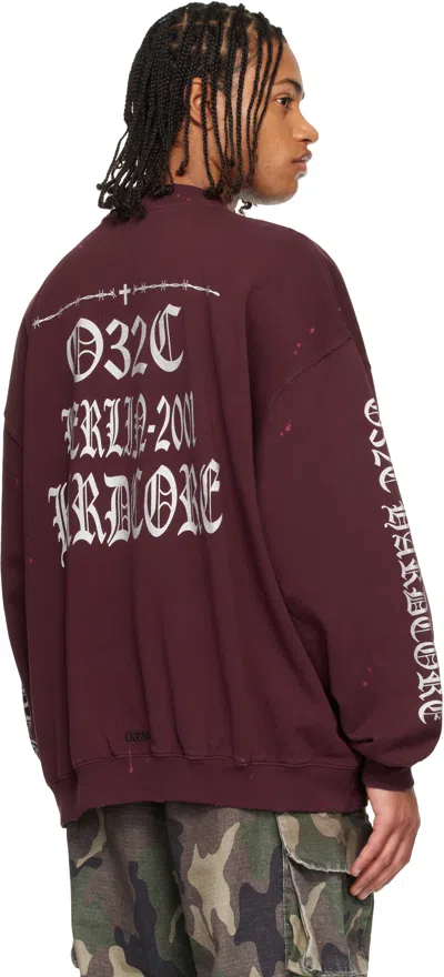032c Burgundy Hardcore Since 2001 Oversized Sweatshirt In Burgundy