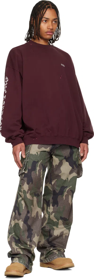 032c Burgundy Hardcore Since 2001 Oversized Sweatshirt In Burgundy