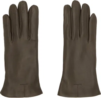 Totême Brown Leather Gloves In Brown