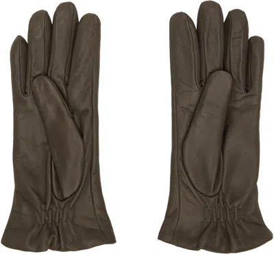 Totême Brown Leather Gloves In Brown
