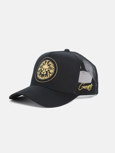 Guess Factory Lion Trucker Hat In Black
