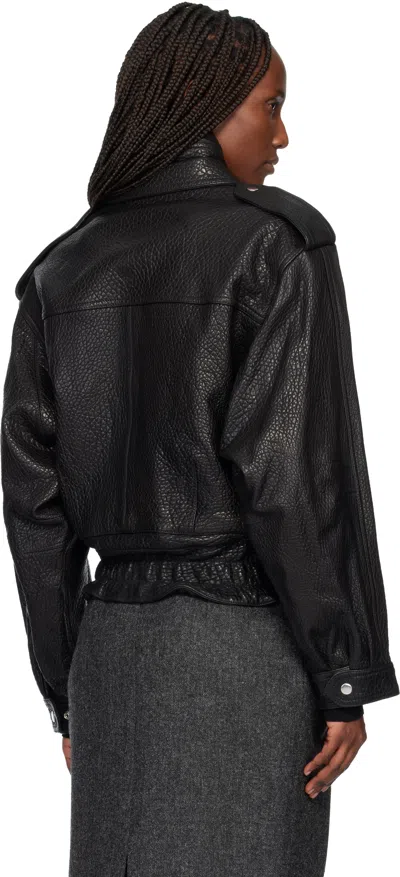 Isabel Marant Aneli Double-collar Leather Bomber Jacket In Black