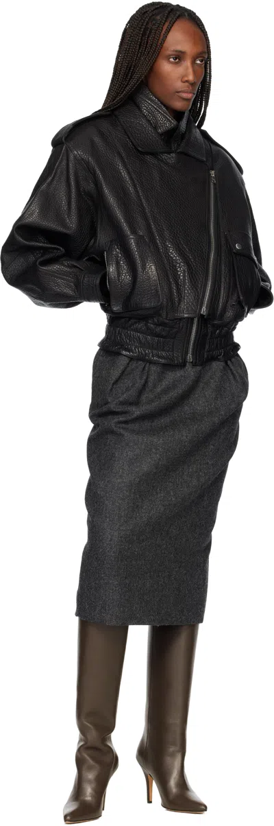 Isabel Marant Aneli Double-collar Leather Bomber Jacket In Black