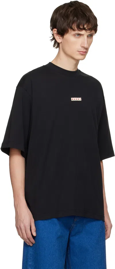 Marni Cotton T Shirt With Logo Print In Black
