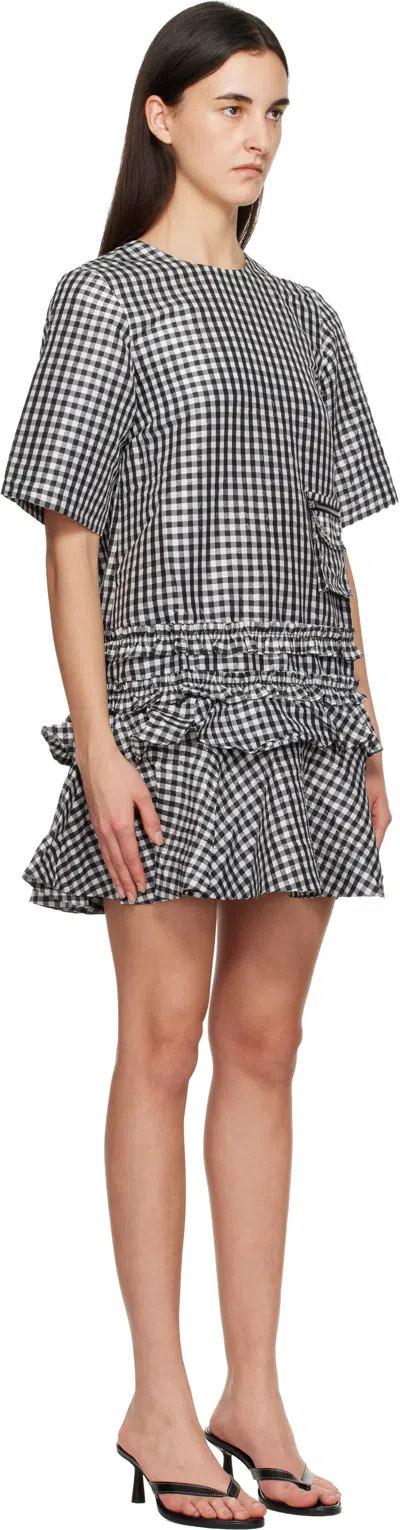 Ganni Mini Dress With Crinkled Check Pattern In Multi