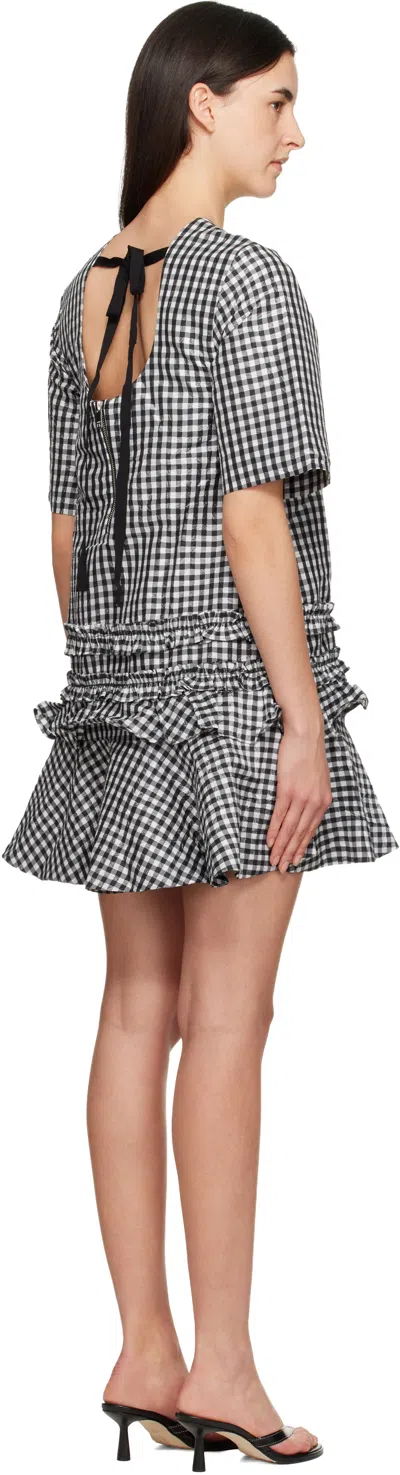 Ganni Mini Dress With Crinkled Check Pattern In Multi