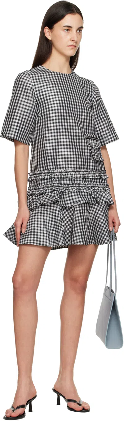 Ganni Mini Dress With Crinkled Check Pattern In Multi