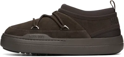 Moon Boot Brown Suede Mb Park Icon Slip Ons In Brown