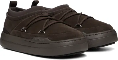 Moon Boot Brown Suede Mb Park Icon Slip Ons In Brown