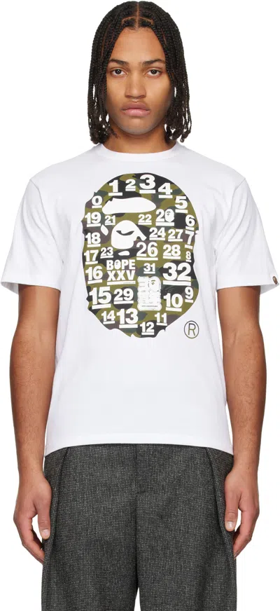 Bape White 32nd Anniversary 1st Camo Big Ape Head T-shirt In White