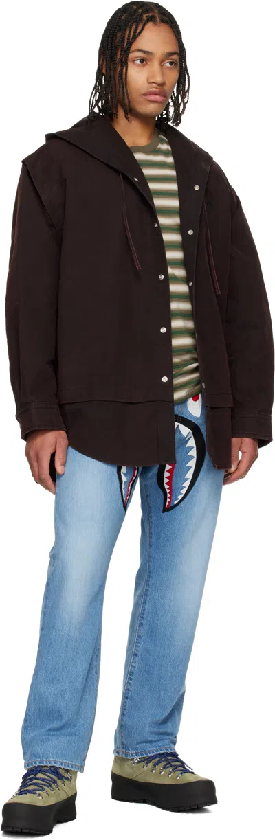 Bape Blue Shark Loose Fit Jeans In Purple