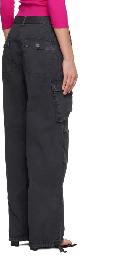 Ganni Black Washed Twill Trousers In Black