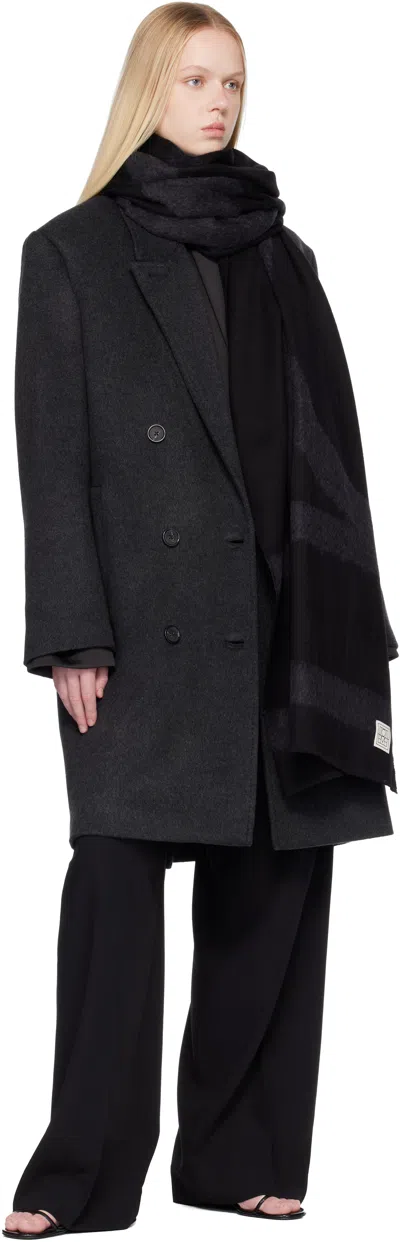 Totême Black Monogram Twill Scarf In Black