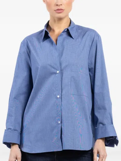 Twp Next Morning Checked Cotton-poplin Shirt In Blue