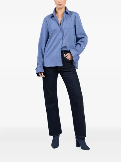 Twp Next Morning Checked Cotton-poplin Shirt In Blue