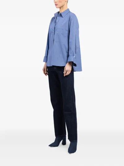 Twp Next Morning Checked Cotton-poplin Shirt In Blue