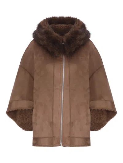 Betta Corradi Reversible Synthetic Leather Coat In Brown