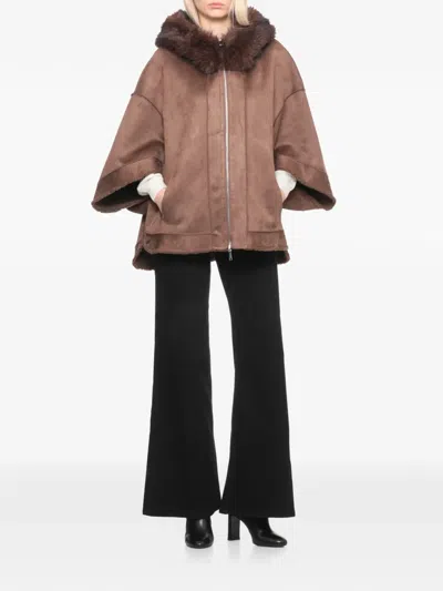 Betta Corradi Reversible Synthetic Leather Coat In Brown