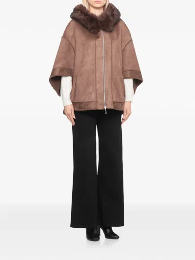 Betta Corradi Reversible Synthetic Leather Coat In Brown