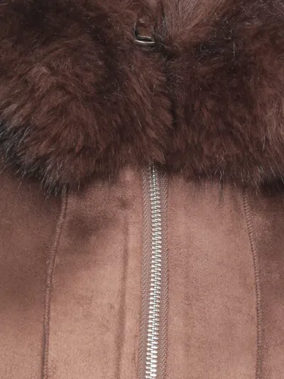 Betta Corradi Reversible Synthetic Leather Coat In Brown