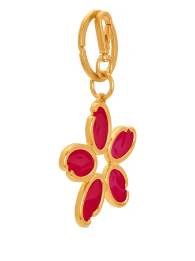 Oscar De La Renta O Flower Charm Keyring In Gold